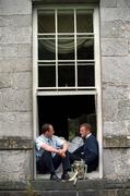 28 August 2002; Brian Lohan, Clare captain, (right) and Andy Comerford, Kilkenny captain, pictured with the Liam MacCarthy Cup, prior to their meeting in the All Ireland Hurling Final, The Palace Hotel, Cashel, Co. Tipperary. Picture credit; David Maher / SPORTSFILE