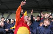 19 January 2016; St. Fintan’s High School supporter Killian Hickey leads the chants ahead of the match. Bank of Ireland Schools Fr. Godfrey Cup, Round 2, St. Fintan’s High School v The High School,  Donnybrook Stadium, Donnybrook, Dublin. Picture credit: Seb Daly / SPORTSFILE