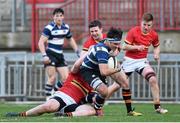 19 January 2016; Bailey Faloon, Crescent College, is tackled by Conor Leahy, CBC. Munster Schools Senior Cup, 1st Round, Crescent College v CBC, Thomond Park, Limerick. Picture credit: Matt Browne / SPORTSFILE