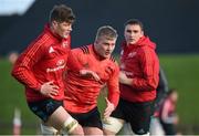 19 January 2016; Munster's Jack O'Donoghue, John Ryan and Tommy O'Donnell during squad training. University of Limerick, Limerick. Picture credit: Diarmuid Greene / SPORTSFILE