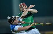 19 January 2016; Jake Dillon, Waterford, in action against Paudie O’Brien, Limerick. Munster Senior Hurling League, Round 2 Refixture, Waterford v Limerick, Gaelic Grounds, Limerick. Picture credit: Matt Browne / SPORTSFILE