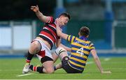 20 January 2016; Jim Mulvany, Skerries Community College, tussles with Campbell Classon, Wesley College, during the game. Vinnie Murray Cup, Semi-Final, Skerries Community College v Wesley College. Donnybrook Stadium, Donnybrook, Dublin. Picture credit: Piaras Ó Mídheach / SPORTSFILE