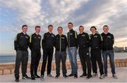 20 January 2016; Irish members of the An Post Chain Reaction Sean Kelly Team, from left, Jack Wilson, Daniel Stewart, Connor McConvey, Sean Kelly, Sean McKenna, Damian Shaw, David Montgomery and Angus Fyffe at the 2016 team launch in Calpe, Spain. Photo by Sportsfile