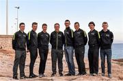 20 January 2016; Irish members of the An Post Chain Reaction Sean Kelly Team, from left, Jack Wilson, Daniel Stewart, Connor McConvey, Sean Kelly, Sean McKenna, Damian Shaw, David Montgomery and Angus Fyffe at the 2016 team launch in Calpe, Spain. Photo by Sportsfile