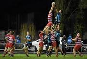 20 January 2016; Shane Downes, Glenstal Abbey School, wins possession in a lineout ahead of Niall O'Shea, Castletroy College. Munster Schools Senior Cup, 1st Round, Glenstal Abbey School v Castletroy College. Dooradoyle, Limerick. Picture credit: Diarmuid Greene / SPORTSFILE