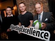 20 January 2016; Former Republic of Ireland manager Brian Kerr, right, with Mayo footballers Cillian O'Connor, left, and Rob Hennelly in attendance at the launch of the Breaffy House Resort - Sporting Excellence Conference, which will take place from the 11th March to 13th March 2016. The Bridge 1859, Ballsbridge, Dublin. Picture credit: David Maher / SPORTSFILE