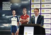 21 January 2016; Lidl and the Ladies Gaelic Football Association have today announced a new partnership that will see the supermarket chain become the ‘Official Retail Partner to the Ladies Gaelic Football Association’ as well as becoming title sponsors of the Lidl National Football Leagues, the Lidl Post Primary Schools competition and the Lidl Gaelic4Mothers & Others programme. Lidl also announced a huge financial investment of €1.5million euro in Ladies Gaelic Football in year 1 of this 3 year agreement which includes a huge advertising, social and in-store branding campaign that will see Lidl mobilise their customers as part of their pledge to provide #SeriousSupport to ladies gaelic football. Further information is available at www.ladiesgaelic.ie and www.lidl.ie. Speaking at the announcement is JP Scally, Managing Director, Lidl Ireland. Croke Park, Dublin. Picture credit: Brendan Moran / SPORTSFILE