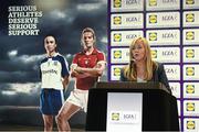 21 January 2016; Lidl and the Ladies Gaelic Football Association have today announced a new partnership that will see the supermarket chain become the ‘Official Retail Partner to the Ladies Gaelic Football Association’ as well as becoming title sponsors of the Lidl National Football Leagues, the Lidl Post Primary Schools competition and the Lidl Gaelic4Mothers & Others programme. Lidl also announced a huge financial investment of €1.5million euro in Ladies Gaelic Football in year 1 of this 3 year agreement which includes a huge advertising, social and in-store branding campaign that will see Lidl mobilise their customers as part of their pledge to provide #SeriousSupport to ladies gaelic football. Further information is available at www.ladiesgaelic.ie and www.lidl.ie. Speaking at the announcement is Helen O'Rourke, Chief Executive, LGFA. Croke Park, Dublin. Picture credit: Brendan Moran / SPORTSFILE