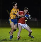 22 January 2016; Andrew O'SullEvan, Cork, in action against Gary Brennan, Clare. McGrath Cup Football Final, Cork v Clare, Mallow GAA Complex, Mallow, Co. Cork. Picture credit: David Maher / SPORTSFILE
