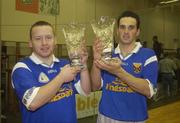 25 October 2003; Paul Brady, right, and Michael Finnegan celebrate after victory. World Handball Championships 2003. Walter O'Connor / Tom Sheridan, (Meath) v Paul Brady / Michael Finnegan, (Cavan), Men's Doubles Final, Croke Park, Dublin. Picture credit; Damien Eagers / SPORTSFILE