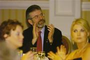 28 February 2004; President of Sinn Fein, Gerry Adams, MLA, at the Cumann Camogaiocht na nGael centenary celebrations at the Citywest Hotel, Dublin. Picture credit; Brendan Moran / SPORTSFILE