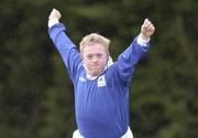 20 September 2004; Geoff Doyle, Strewarts Hospital, Dublin, celebrates a goal at the Special Olympics Leinster Perpetual Shield 11-a-side football competition sponsored by PEI, Ireland's leading medical and surgical sales, marketing and distribution company. Twenty teams from throughout Special Olympics Leinster participated . AUL Complex, Clonshaugh, Dublin. Picture credit; David Maher / SPORTSFILE