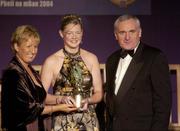 20 November 2004; Lisa Cohill, Galway, receives her Ladies Football All-Star award from An Taoiseach Bertie Ahern T.D. and President of the Ladies Football Association Geraldine Giles at the O'Neills / TG4 Ladies Football All-Stars. Citywest, Dublin. Picture credit; Pat Murphy / SPORTSFILE