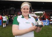 31 October 2009; Ireland captain Rosie Crowe with the cup after beating Scotland. Camogie/Shinty International, Scotland v Ireland, Bught Park, Inverness, Scotland. Photo by Sportsfile