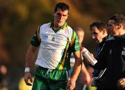 31 October 2009; Gareth Johnston, Ireland, after receiving an injury to his face. Hurling/Shinty International, Scotland v Ireland, Bught Park, Inverness, Scotland. Photo by Sportsfile