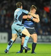31 October 2009; Sean O'Brien, Leinster, is tackled by Gavin Evans, Cardiff Blues. Celtic League, Leinster v Cardiff Blues, RDS, Dublin. Picture credit: Brendan Moran / SPORTSFILE