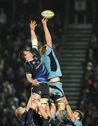 31 October 2009; Paul Tito, Cardiff Blues, wins possession in a lineout against Malcolm O'Kelly, Leinster. Celtic League, Leinster v Cardiff Blues, RDS, Dublin. Picture credit: Dàire Brennan / SPORTSFILE