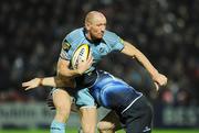 31 October 2009; Gareth Thomas, Cardiff Blues, is tackled by Gordon D'Arcy, Leinster. Celtic League, Leinster v Cardiff Blues, RDS, Dublin. Picture credit: Dàire Brennan / SPORTSFILE