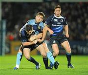 31 October 2009; Jonathan Sexton, Leinster, is tackled by Gavin Evans, Cardiff Blues. Celtic League, Leinster v Cardiff Blues, RDS, Dublin. Picture credit: Brendan Moran / SPORTSFILE