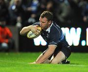 31 October 2009; Stephen Keogh, Leinster, scores his side's second try. Celtic League, Leinster v Cardiff Blues, RDS, Dublin. Picture credit: Brendan Moran / SPORTSFILE