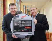 29 October 2009; Legends Norman Whiteside and Frank McAvennie, promote ESPN's coverage of English and Scottish Premier League football. Europa Hotel, Belfast. Picture credit: Oliver McVeigh / SPORTSFILE