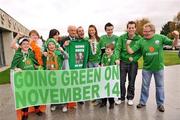 30 October 2009; Republic of Ireland manager Giovanni Trapattoni meets supporters of You Boys in Green, from left to right, Mathew Mullen, Katie Mullen, Aiden Mullen, Louise Mimmagh, Andy Conroy, Killian Mullen, John Paul Kearney, Laura Kearney, Dylan Mullen, and Aiden Mullen, at the Promote the GO GREEN Campaign. FAI Headquarters, Abbotstown, Dublin. Picture credit: David Maher / SPORTSFILE