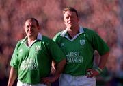 17 February 2001; Mick Galwey, right, and Peter Clohessy of Ireland during the Lloyds TSB Six Nations Rugby Championship match between Ireland and France at Lansdowne Road in Dublin. Photo by Brendan Moran/Sportsfile