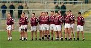 18 February 2001; Crossmolina players stand for the National Anthem, Amhrán na bhFiann, prior prior to the AIB All-Ireland Senior Club Football Championship Semi-Final match between Crossmolina Deel Rovers and Bellaghy Wolfe Tones at Brewster Park in Enniskillen, Fermanagh. Photo by Ray McManus/Sportsfile