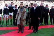 17 February 2001; President Mary McAleese in the company of IRFU President Eddie Coleman after meeting the players and officials ahead of the Lloyds TSB Six Nations Rugby Championship match between Ireland and France at Lansdowne Road in Dublin. Photo by Brendan Moran/Sportsfile