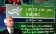 23 February 2001; Minister for Sport, Tourism and Recreation, Dr Jim McDaid, T.D. at the launch of &quot;The Pool at Abbotstown&quot;, which will form part of the Sports Campus Ireland development in Abbotstown, Dublin. Photo by Brendan Moran/Sportsfile