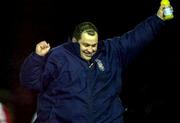23 February 2001; St. Patrick's Athletic manager Pat Dolan celebrates at the end of the Eircom League Premier Division match between St Patrick's Athletic and Shelbourne at Richmond Park in Dublin. Photo by David Maher/Sportsfile