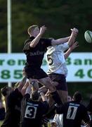 24 February 2001; Paul O'Connell of Young Munster is beaten in the lineout by Donnacha O'Callaghan of Cork Constitution during the AIB All-Ireland League Division 1 match between Cork Constitution and Young Munster at Temple Hill in Cork. Photo by Brendan Moran/Sportsfile