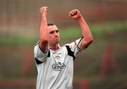 25 February 2001; Derek Coughlan of Cork City celebrates his side's victory following the Eircom League Premier Division match between Bohemians and Cork City at Dalymount Park in Dublin. Photo by David Maher/Sportsfile