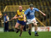 25 February 2001; James Young of Graigue Ballycallan in action against Christy Chaplin of Sixmilebridge during the AIB All-Ireland Senior Club Hurling Championship Semi-Final between Graigue Ballycallan and Sixmilebridge at Semple Stadium in Thurles, Tipperary. Photo by Brendan Moran/Sportsfile
