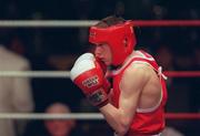 23 February 2001; Liam Cunningham, Saints, Belfast, faces towards Darren Campbell, Glin, Dublin, in their flyweight final during the IABA Irish National Boxing Championship Finals at the National Stadium in Dublin. Photo by Damien Eagers/Sportsfile