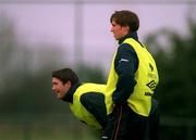 26 February 2001; David Connolly and Robbie Keane, left, during a Republic of Ireland Training Session at the AUL Complex in Clonshaugh, Dublin. Photo by David Maher/Sportsfile