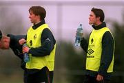 26 February 2001; David Connolly, left, and Robbie Keane during a Republic of Ireland Training Session at the AUL Complex in Clonshaugh, Dublin. Photo by David Maher/Sportsfile