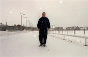 27 February 2001; Pat O'Donovan, General Manager of Harolds Cross Greyhound Stadium, walks the track which was to be officially opened tonight by An Taoiseach, Bertie Ahern, T.D, but due to heavy overnight snow has had to have been postponed. Photo by Damien Eagers/Sportsfile