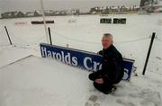 27 February 2001; Pat O'Donovan, General Manager of Harolds Cross Greyhound Stadium, poses at the track which was to be officially opened tonight by An Taoiseach, Bertie Ahern, T.D, but due to heavy overnight snow has had to have been postponed. Photo by Damien Eagers/Sportsfile