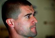 27 February 2001; Roy Keane during a Republic of Ireland Press Conference at the Forte Posthouse Hotel Dublin Aiport following the decision to cancel the day's training due to snowfall. Photo by David Maher/Sportsfile