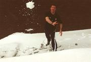 27 February 2001; Republic of Ireland's Alan Kelly enjoys the snow  at the Forte Posthouse Hotel Dublin Aiport following the decision to cancel the day's squad training due to snowfall. Photo by David Maher/Sportsfile