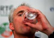 27 February 2001; Manager Mick McCarthy during a Republic of Ireland Press Conference at the Forte Posthouse Hotel Dublin Aiport following the decision to cancel the day's training due to snowfall. Photo by David Maher/Sportsfile