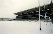 27 February 2001; A general view of a snow covered Croke Park in Dublin. Photo by Brendan Moran/Sportsfile