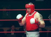 23 February 2001; John Kinsella, Crumlin, Dublin, faces up to John Kiely, Corpus Christi, Limerick, in their super heavyweight final during the IABA Irish National Boxing Championship Finals at the National Stadium in Dublin. Photo by Damien Eagers/Sportsfile