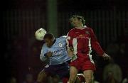23 February 2001; Liam Kelly of St Patrick's Athletic in action against Avery John of Shelbourne during the Eircom League Premier Division match between St Patrick's Athletic and Shelbourne at Richmond Park in Dublin. Photo by David Maher/Sportsfile