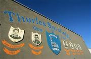 3 March 2001; A general view of a mural outside Thurles Sarsfields GAA Club in Tipperary. All GAA games have been have been postponed until further notice as a precautionary measure against Foot and Mouth disease. Photo by Brendan Moran/Sportsfile