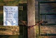 3 March 2001; A sign at Thurles Shooting Club in Tipperary, informing the public that it is closed until further notice as all sporting events in Ireland have been postponed as a precautionary measure against Foot and Mouth disease. Photo by Brendan Moran/Sportsfile