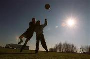 4 March 2001; Children practice their soccer skills in Dublin's Fairview Park as all sporting events in Ireland have been postponed as a precautionary measure against Foot and Mouth disease. Photo by David Maher/Sportsfile