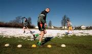 3 March 2001; Dublin based players from the Shamrock Rovers U16 and U14 squads during a training session at Dooder Valley Park in Dublin as all sporting events in Ireland have been postponed as a precautionary measure against Foot and Mouth disease. Photo by Damien Eagers/Sportsfile