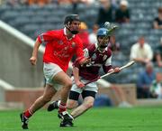 10 September 2000; Mark O'Connor of Cork in action against Barry Coen of Galway during the All-Ireland Minor Hurling Championship Final between Cork and Galway at Croke Park in Dublin. Photo by Matt Browne/Sportsfile